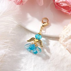 合金ガラスの花のペンダント装飾  ミックスカラー  43.5mm&nbsp;HJEW-MZ00207