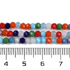 ロンデルガラスビーズ連売り  多面カット  ミックスカラー  3.5x3mm  穴：0.8mm  約121個/連  13.70インチ（34.8cm）&nbsp;GLAA-C034-01A