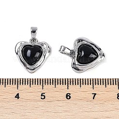 真鍮製チャーム  ガラスと  ハート  プラチナ  14x14x5mm  穴：4mm&nbsp;KK-U043-51P-03