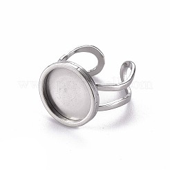 Tarnish Resistant 201 Stainless Steel Cuff Ring Findings&nbsp;STAS-S080-040C-P