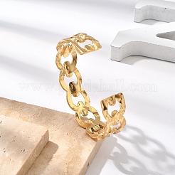 女性用304ステンレススチール中空カフバングル  ゴールドカラー  内径：2-3/8x1-7/8インチ（6.1x4.8cm）&nbsp;BJEW-B108-05P