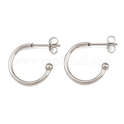C字型304ステンレススチールスタッドピアス  ステンレス鋼色  16.5x3mm&nbsp;EJEW-Z154-01P-02