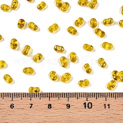 ピカソのスプレー塗装ガラスシードビーズ  ピーナッツ  ゴールデンロッド  6x4x3mm  穴：1.2mm  約4000個/ポンド&nbsp;SEED-T006-04A