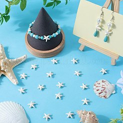 合成ターコイズ染めビーズ連売り150本  ヒトデ  フローラルホワイト  13.4~15x13.5~14.8x5.2~5.5mm  穴：1.3~1.6mm&nbsp;G-SC0002-80