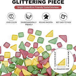 キラキラガラスカボション  モザイクタイル  家の装飾やdiyの工芸品  混合図形  ミックスカラー  11~15x11~25x4~5mm  約154個/箱&nbsp;GLAA-FH0001-02A