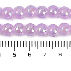 焼き付け塗料、電気メッキガラスビーズ、連売り  ABカラーメッキ  ラウンド  プラム  8.5mm  穴：1.5mm  約95個/連  29.53''（75センチメートル）&nbsp;X-GLAA-G120-01D