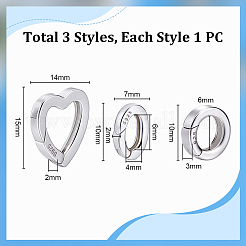 3Pcs 3 Styles 925 Sterling Silver Spring Gate Rings&nbsp;STER-PH0003-52