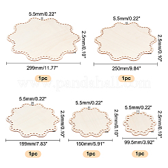 木製巾着作り鞄底セット  花  モカシン  9.95~29.9x0.25cm  穴：5.5mm  5個/セット&nbsp;FIND-WH0003-90