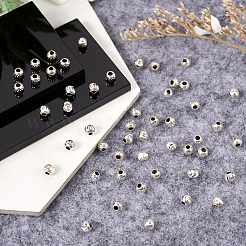 50 個 925 スターリングシルバービーズ  テクスチャラウンド  銀  3mm  穴：1.2mm&nbsp;STER-TA0001-08