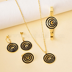 Spiral 304 Stainless Steel Rhinestone Pendant Necklaces & Stud Dangle Earrings & Bangles & Rings Sets for Women&nbsp;FS-WG7CDFF-02