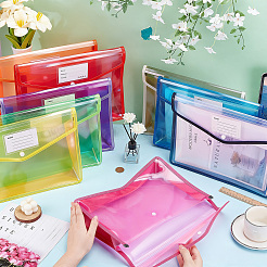 18個 9色長方形PPプラスチックファイルポケット  フォルダーバッグ  事務用品  ミックスカラー  250x335x7~55mm  2個/カラー&nbsp;DIY-CU0001-03