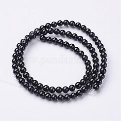 ナチュラルブラックオニキスラウンドビーズ連売り  グレードA  染め＆加熱  4mm  穴：0.8mm  約91~95個/連  14.5インチ&nbsp;GSR4mmC097
