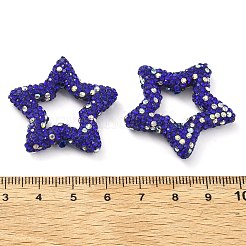 星型ポリマー粘土ラインストーンビーズ  ジュエリーキーホルダー作りのためのフォーカルビーズ  サファイア  32.5x33.5x6.5mm  穴：1.8mm&nbsp;CLAY-NH0001-06D