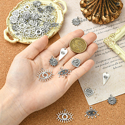 50Pcs 5 Styles Tibetan Style Zinc Alloy Pendant Rhinestone Settings&nbsp;FIND-SC0019-10