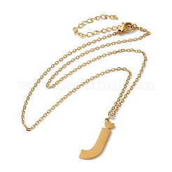 304ステンレススチールペンダントネックレス  文字L  文字J  15.75インチ（40cm）  ペンダント：26.5x9.5x1.5mm&nbsp;NJEW-H036-02G-J