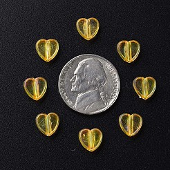 透明なアクリルビーズ  ABカラーメッキ  ハート  ゴールド  7.5x8x3mm  穴：1.8mm  約2497個/345g&nbsp;LS-MACR-S373-114-C06