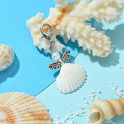 エンジェルシェルペンダント装飾  合金製カニカン付き  アンティークシルバー＆プラチナ  52mm&nbsp;HJEW-JM01751-01