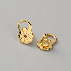 真鍮ピアスキャッチ  花  ゴールドカラー  12x8x6.5mm  穴：0.8mm/ 2.5x4.7mm&nbsp;KK-WH0816-031G-02