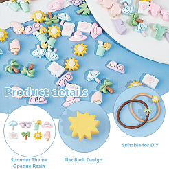 80Pcs 8 Styles Summer Theme Opaque Resin Decoden Cabochons&nbsp;CRES-OC0001-13
