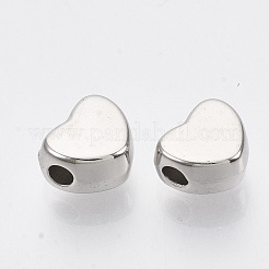 CCBプラスチックビーズ  ハート  プラチナ  6x7x3.5mm  穴：1.8mm  約4900個/500g&nbsp;CCB-S163-026