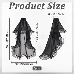 女性用ポリエステルレースオーバースリーブ  ブラック  600x690x4.5mm  内径：80mm&nbsp;AJEW-WH0596-855B