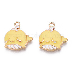 環境に優しい亜鉛合金ペンダント  エナメル  カドミウムフリー＆ニッケルフリー＆鉛フリー  クジラ形状  ライトゴールド  ミックスカラー  19x17~18x2mm  穴：1.8mm&nbsp;X-FIND-N048-46-NR