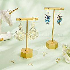 60個 2スタイル リング&長方形真鍮スタッドピアス金具  水平ループ & 60 個のフリクションイヤーナット & 60 個のオープン丸カン付き  18KGP本金メッキ  12.5x1.2~10mm  穴：0.8~1.4mm  ピン：0.7mm  30個/スタイル&nbsp;DIY-CN0002-59