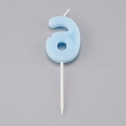 パラフィンキャンドル  数形の無煙キャンドル  結婚式のための装飾  誕生日パーティー  空色  NUM。6  6：90.5x28.5x8mm&nbsp;DIY-K028-D01-06