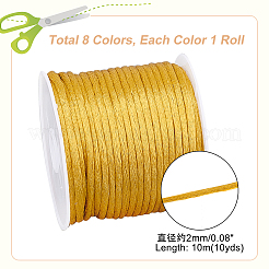 8 Rolls 8 Colors Nylon Rattail Satin Cord&nbsp;NWIR-PH0002-03