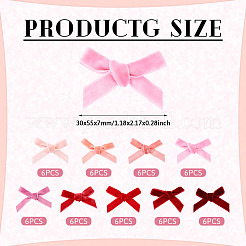 54個 9色ベルベット蝶結びコスチュームアクセサリー  ミックスカラー  30x55x7mm  6個/カラー&nbsp;DIY-TA0012-09B