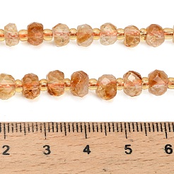 加熱された天然シトリンビーズ連売り  多面カット  ロンデル  シードビーズで  5.5~6x4~4.5mm  穴：1mm  約62個/連  15.20インチ（38.6cm）&nbsp;G-L634-E02-03