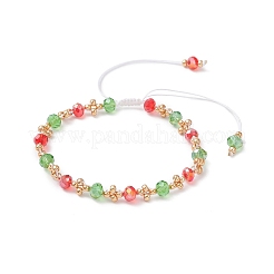Christmas Handmade Glass Seed & Glass Braided Bead Bracelet&nbsp;BJEW-MZ00249-01
