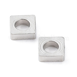 変色しない304ステンレススチールビーズ  正方形  ステンレス鋼色  4x4x1mm  穴：2mm&nbsp;LS-STAS-P327-11P