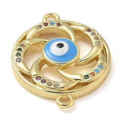 Rack Plating Brass Colorful Cubic Zirconia Vortex Connector Charms&nbsp;KK-K392-08G-01