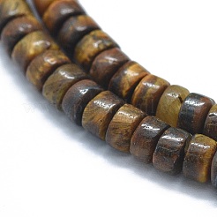 天然石タイガーアイビーズ連売り  フラットラウンド/ディスク  3.8~4.2x2~4.5mm  穴：0.8~1mm  約152~180個/連  15.1~15.5インチ（38.5~39.5cm）&nbsp;G-F631-A13