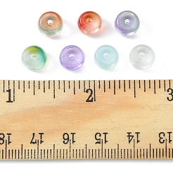140個7色透明ガラスビーズ  バレル  ミックスカラー  7.5x6mm  穴：1.5mm  20個/カラー&nbsp;GLAA-FS0001-45