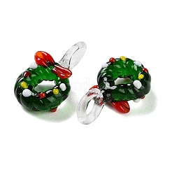 クリスマスシリーズ 手作りランプワークペンダント  鐘  31~33x17~18x9~10mm  穴：5~5.5mm&nbsp;LAMP-S198-01A
