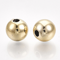Uvメッキabsプラスチックビーズ  ラウンド  黄金メッキ  15.5~16x15mm  穴：2.5mm&nbsp;X-CCB-S162-29F-02
