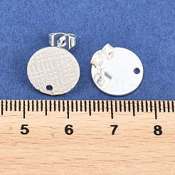 304ステンレススチール製イヤリング  ピアスキャッチ/ピアスバックキャッチと穴付き  テクスチャフラットラウンド  銀  12mm  穴：1.2mm  ピン：0.8mm&nbsp;STAS-O119-14C-S