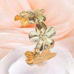 女性用304ステンレススチールカフバングル  花  1-1/4インチ（3.15cm）  内径：2-3/8インチ（6.1cm）&nbsp;BJEW-P347-02C