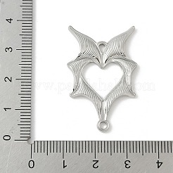 304ステンレススチール製バットウィングハートリンクコネクターチャーム  変色しない  ステンレス鋼色  35x23x2mm  穴：2mm&nbsp;X-STAS-S186-13P