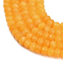 ファセットカットされた染色済みの天然白翡翠ビーズの連  ロンデル  ゴールド  8x5.5~6mm  穴：1mm  約64~66個/連  14.76~15.16''（37.5~38.5センチメートル）&nbsp;GG-CBAE966-01A-C