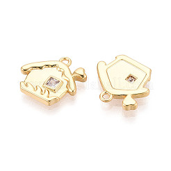 Brass Pave Clear Cubic Zirconia Pendants&nbsp;KK-T077-48G