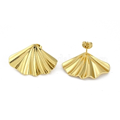PVD Vacuum Plating 201 Stainless Steel Fan Stud Earrings for Women&nbsp;EJEW-F345-09G
