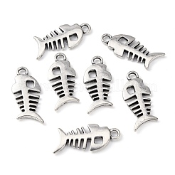 合金のチベット風チャーム  カドミウムフリー＆鉛フリー  魚の骨  アンティークシルバー色  26x11.5x2.5mm  穴：2.5mm&nbsp;LF10330Y