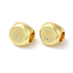 Rack Plating Brass Micro Pave Cubic Zirconia European Beads&nbsp;KK-F854-02G-04