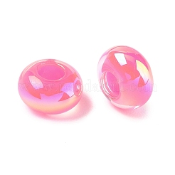 UVメッキ透明樹脂ヨーロピアンビーズ  大穴ビーズ  虹色の  ロンデル  ミックスカラー  8x13.5mm  穴：5.5mm&nbsp;RE-CBAFF00-01