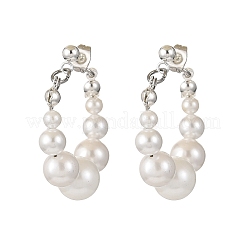 Shell Pearl Beaded Dangle Stud Earrings&nbsp;EJEW-JE06362-02