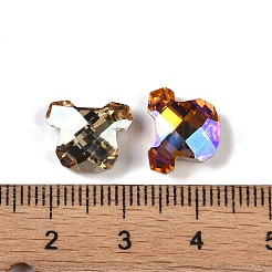 ガラスラインストーンカボション  ポイントバック＆バックメッキ  多面カット  ミックスカラー  10x12x4.5mm&nbsp;GLAA-A013-03M