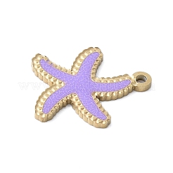 304ステンレススチールエナメルチャーム  ゴールドカラー  ヒトデ  11.5x10x1mm  穴：1mm&nbsp;STAS-G353-03G-08